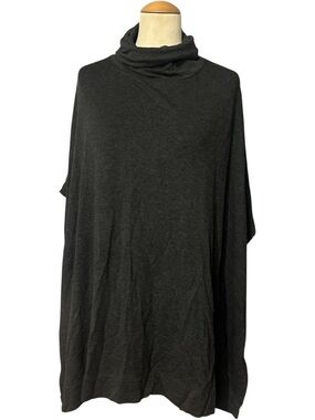 Lou & Grey Signature Soft Funnel Neck Poncho Sweater NWT Gray Size XS/S